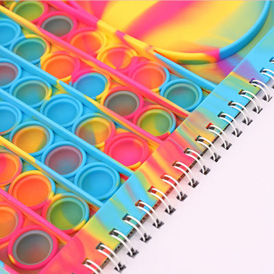 Popular A5 Cute Animal Pattern Silicone Colorful Sensory Push Bubble Fidget Pop Notebook For Children