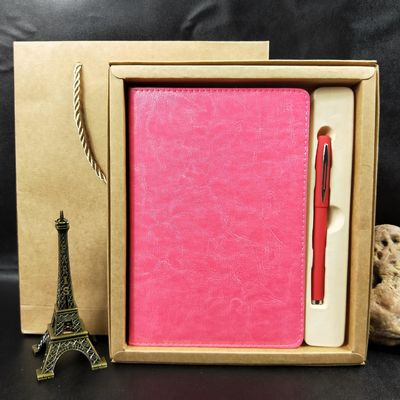 Leather Cover Material Folded Leaflet Binding Custom A5 PU Cover Note Book with Gift Box