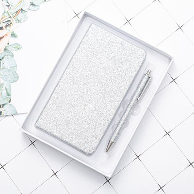 Custom A6 Glittery PU Leather Journal Set With Pen for Daily Weekly and Monthly Planning