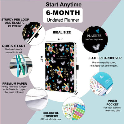 Thermal Binding Hardcover Diary Planner Journal Set for Daily Weekly Monthly Planning